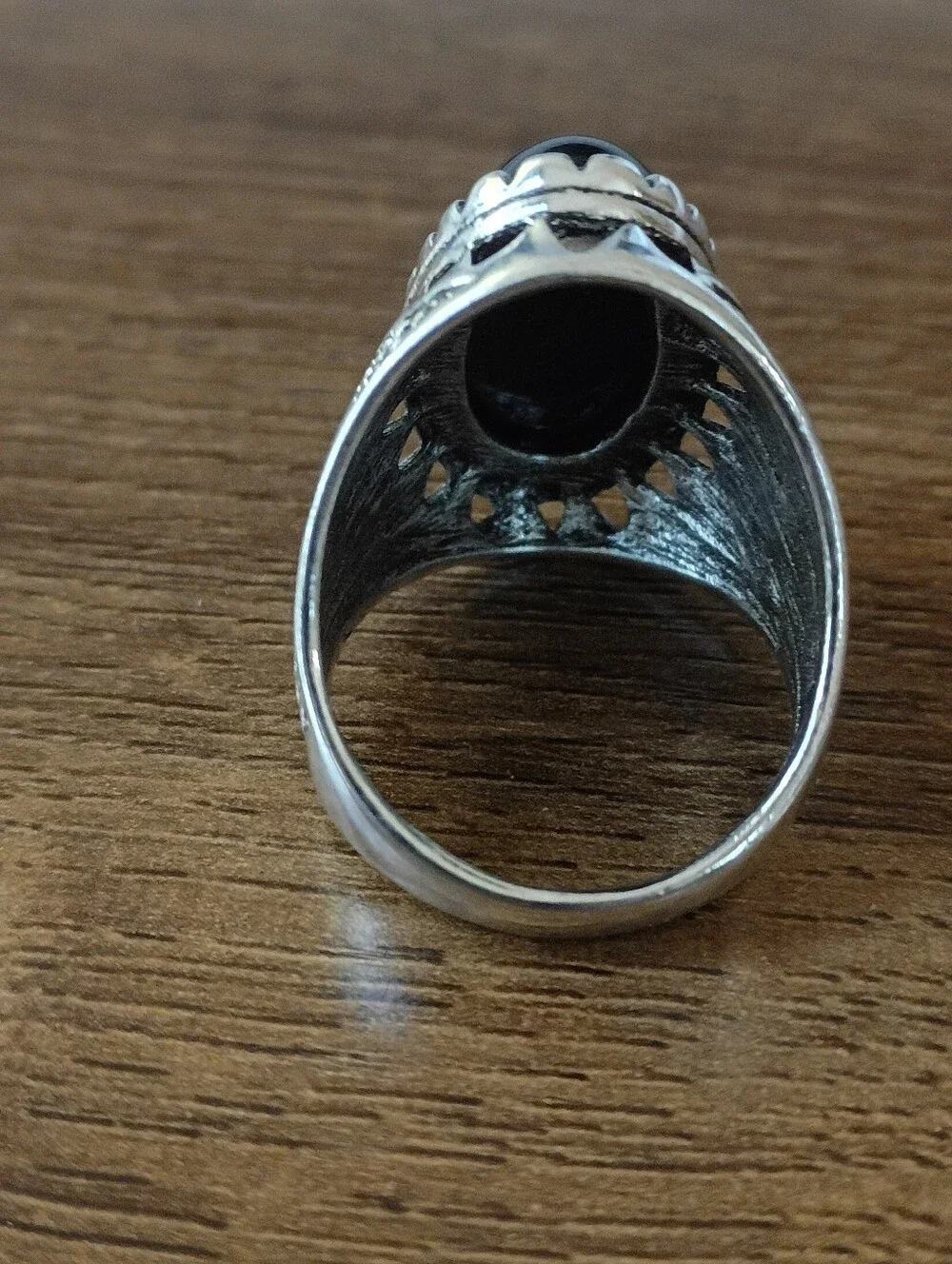 Size 11 Ring Men's Silver Black Onyx Fashion Statement Jewelry Bold Oval Stone